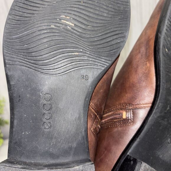 Womens Size 39 US 8/8.5 Ecco Brown Leather Riding Boots - Picture 7 of 9